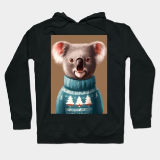 Koala in a Christmas Pullover Hoodie